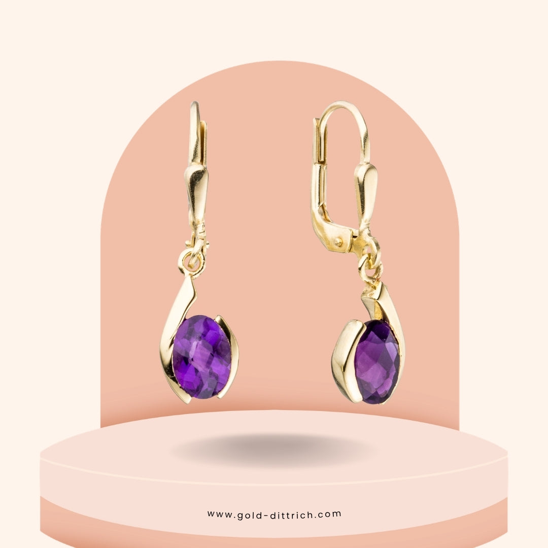 Boutons Ohrhänger Amethyste - 333 Gold