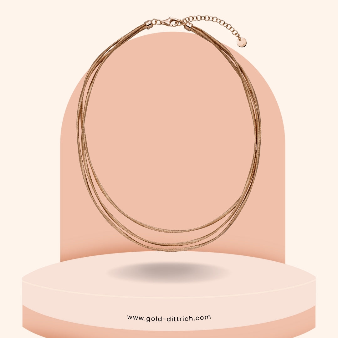 Collier 3-reihig rotvergoldet matt - 925 Silber