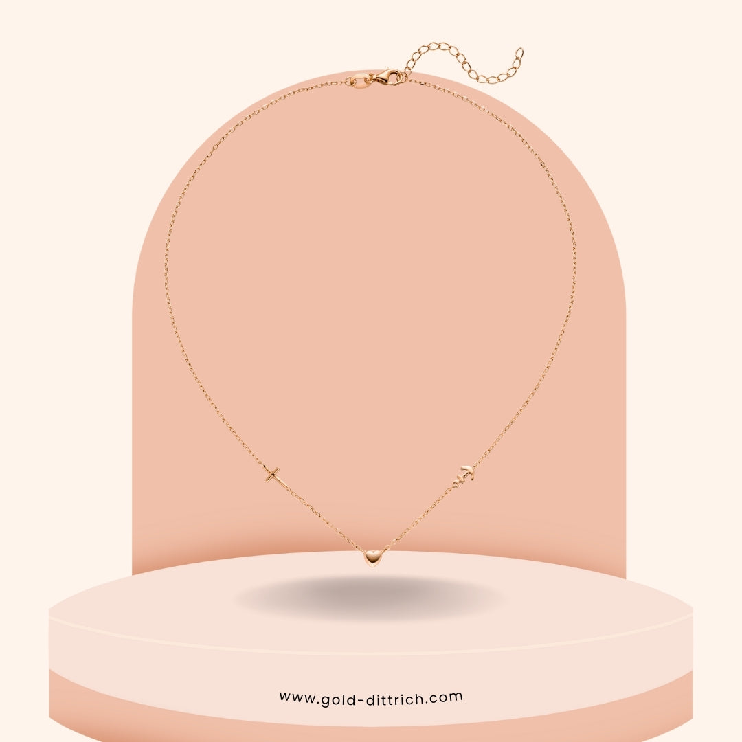 Collier „Glaube, Liebe, Hoffnung“ – 925 Silber rotvergoldet