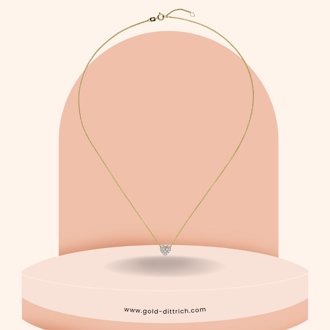 Collier bicolor Herz mit Zirkonia 45cm - 375 Gold - Gold Dittrich