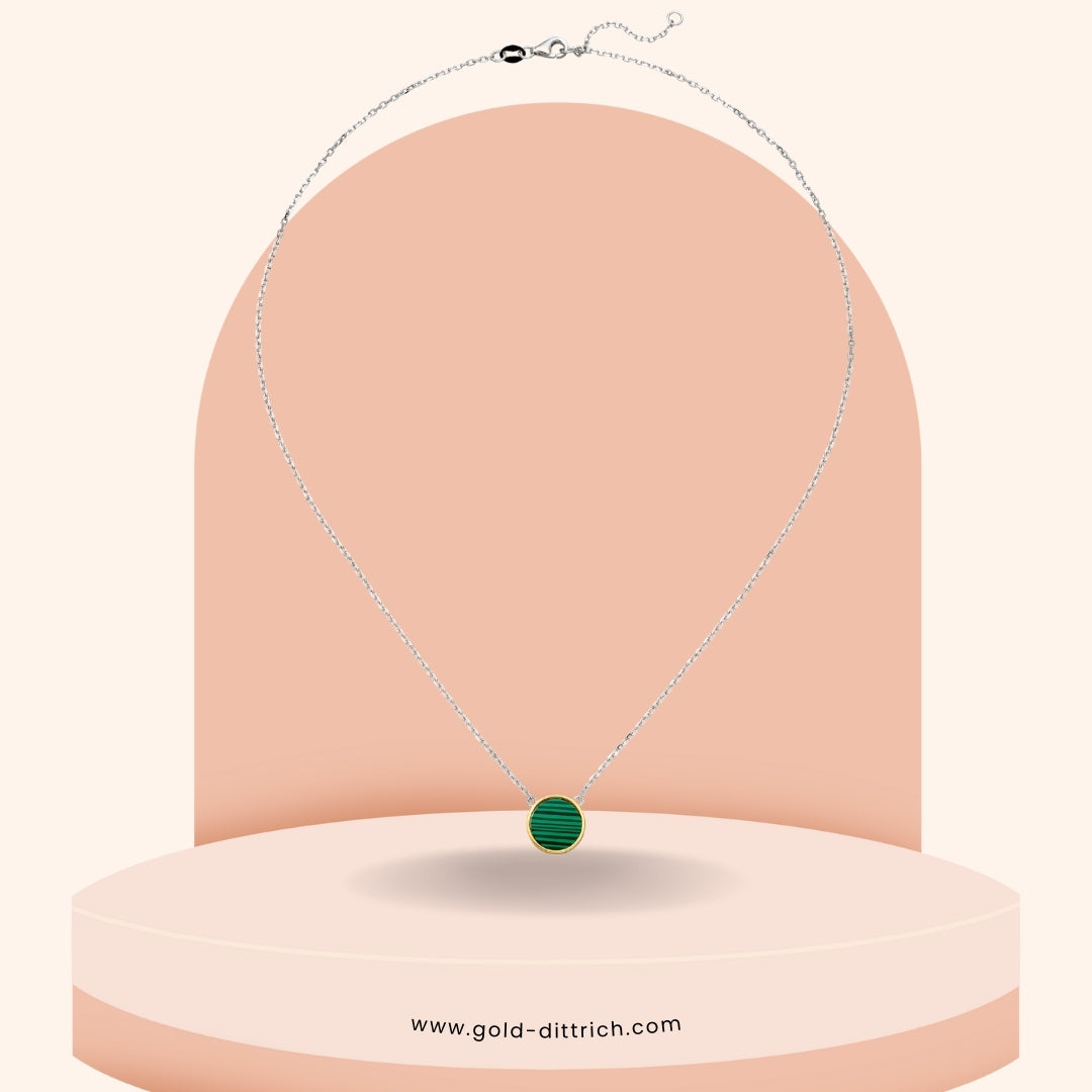 Collier mit Malachit bicolor 45 cm - 925 Silber - Gold Dittrich