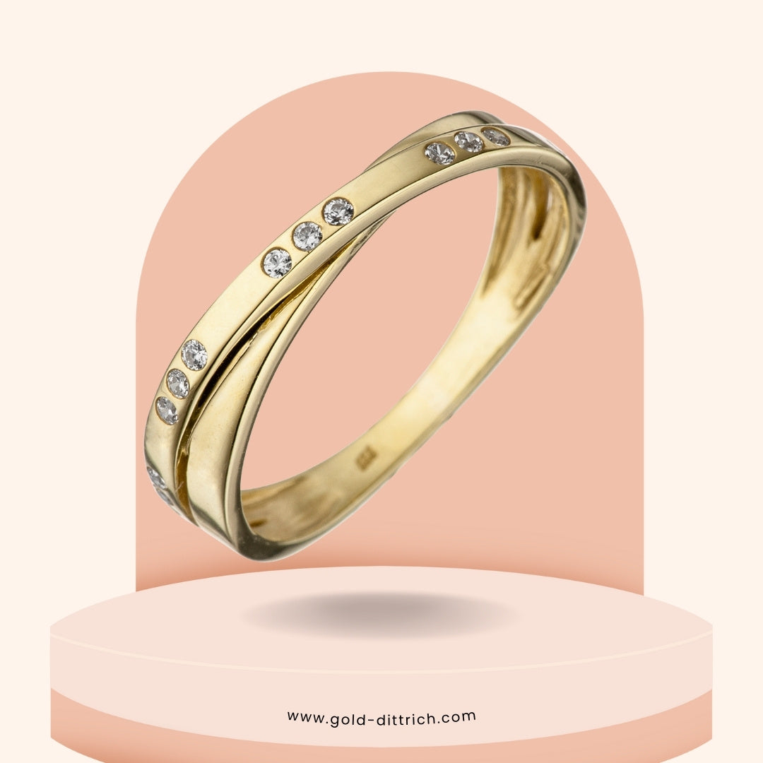 Damenring 15 Zirkonia - 333 Gold