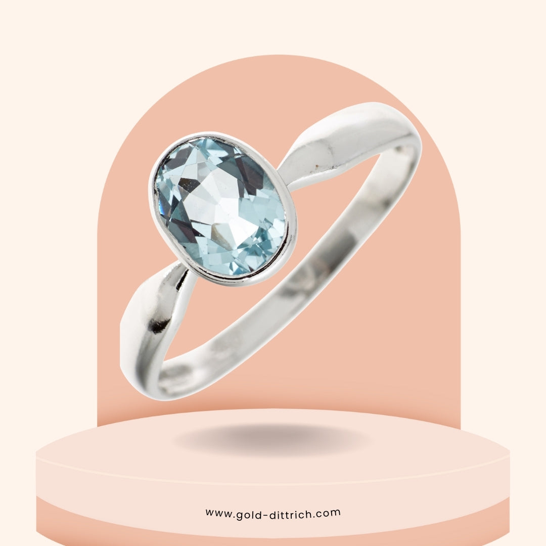 Damenring Blautopas Oval - 925 Silber