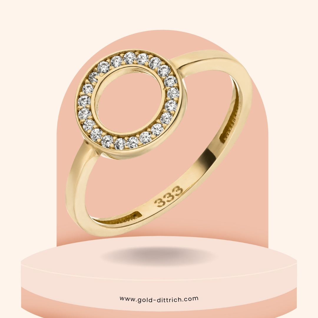 Damenring Kreis mit 21 Zirkonia - 333 Gold - Gold Dittrich