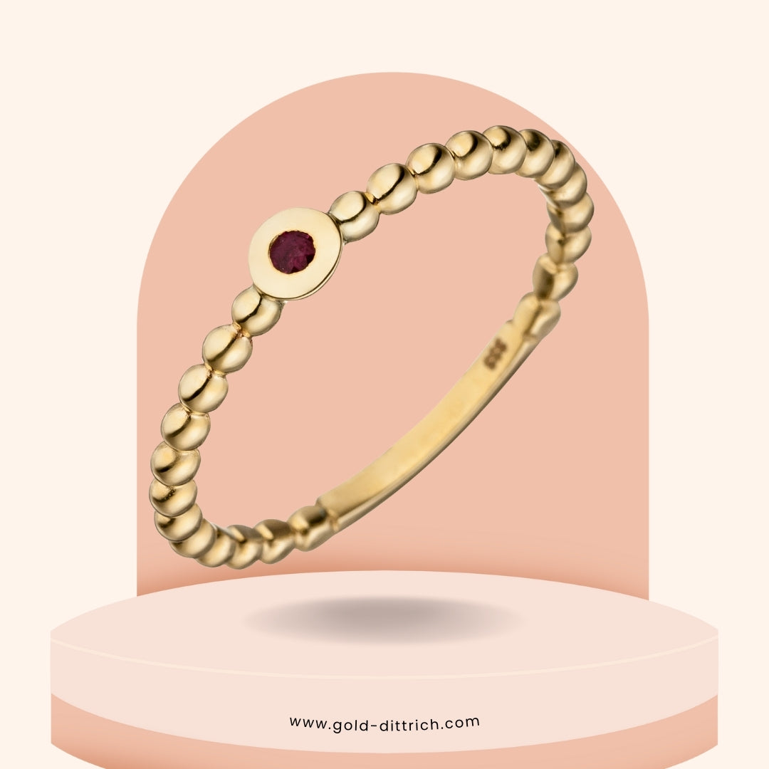 Damenring Kugel mit Rubin - 375 Gold - Gold Dittrich