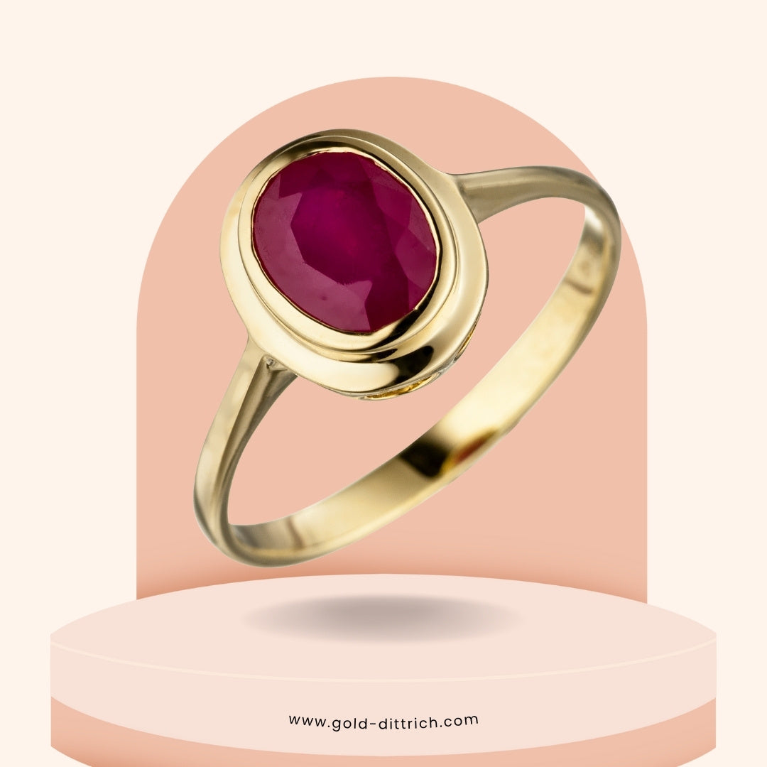 Damenring Oval Rubin - 585 Gold