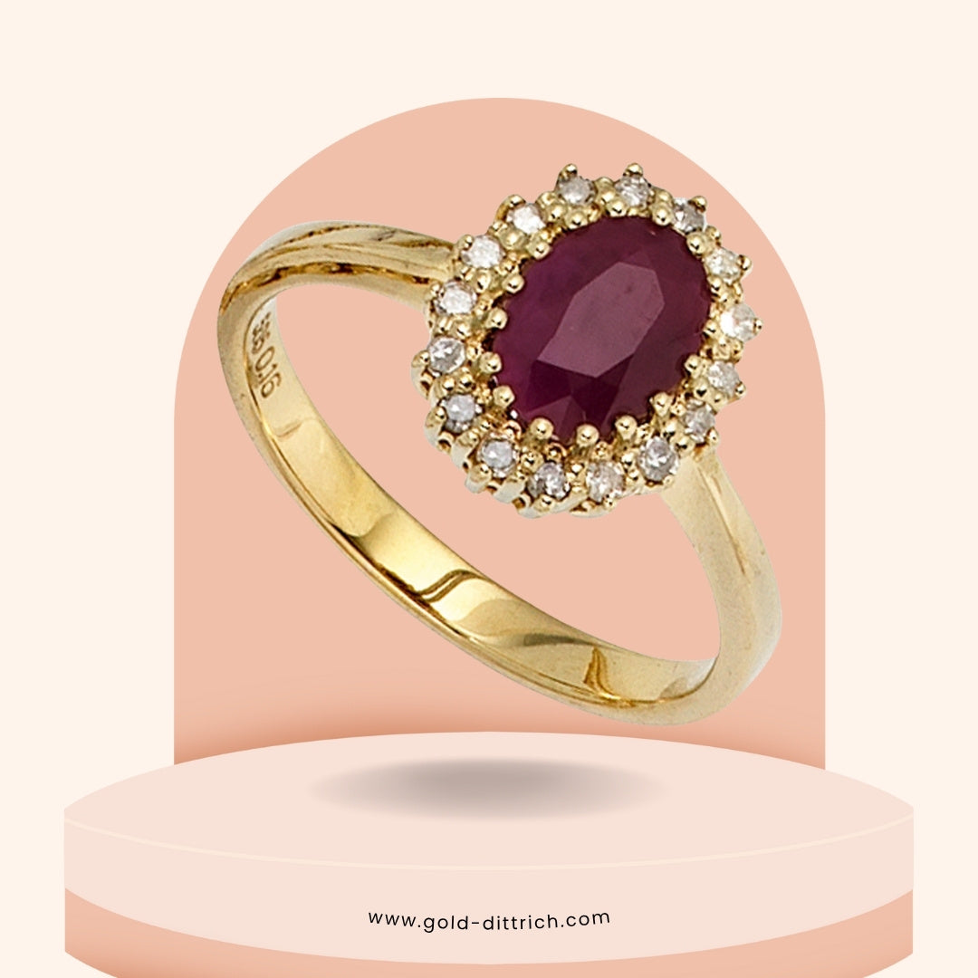 Damenring Rubin & Diamanten - 585 Gold
