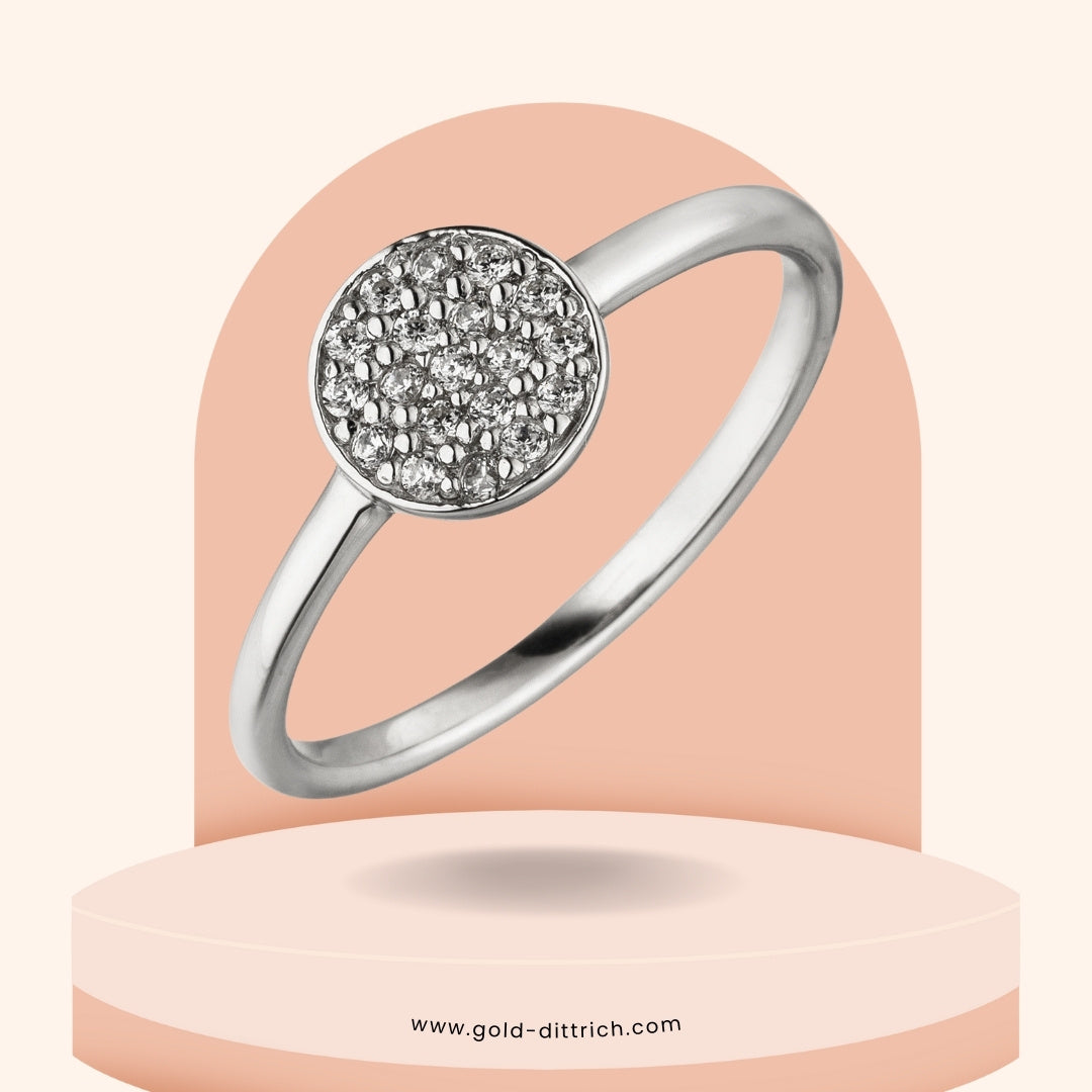 Damenring Rund mit 19 Zirkonia - 925 Silber
