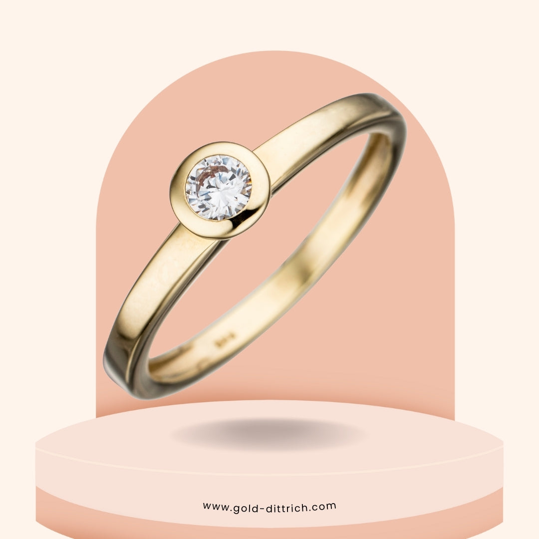 Damenring Zirkonia in Zargenfassung - 333 Gold - Gold Dittrich