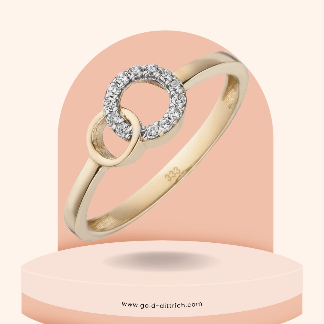 Damenring bicolor mit 13 Zirkonia - 333 Gold - Gold Dittrich