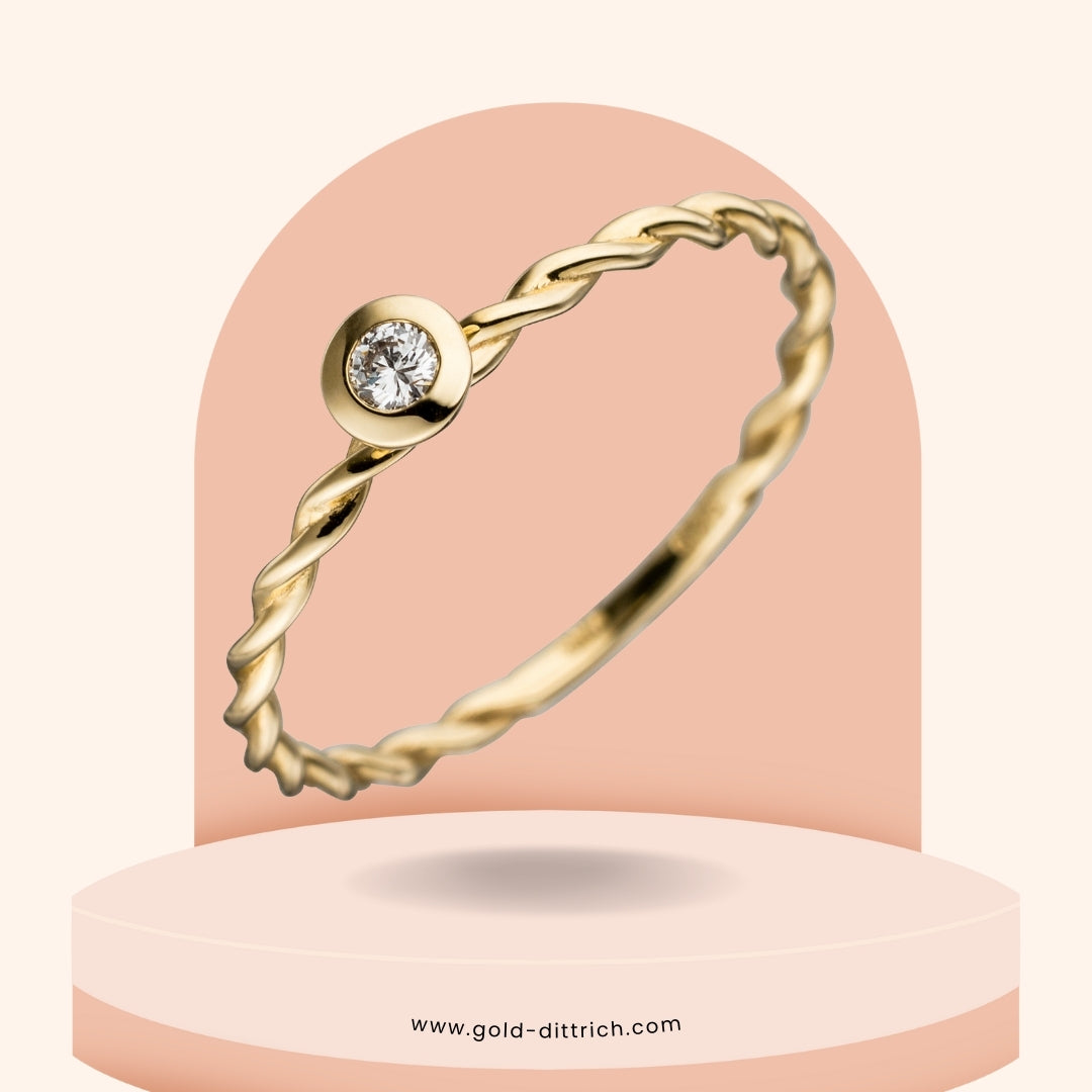 Damenring gedreht mit Brillant - 585 Gelbgold - Gold Dittrich