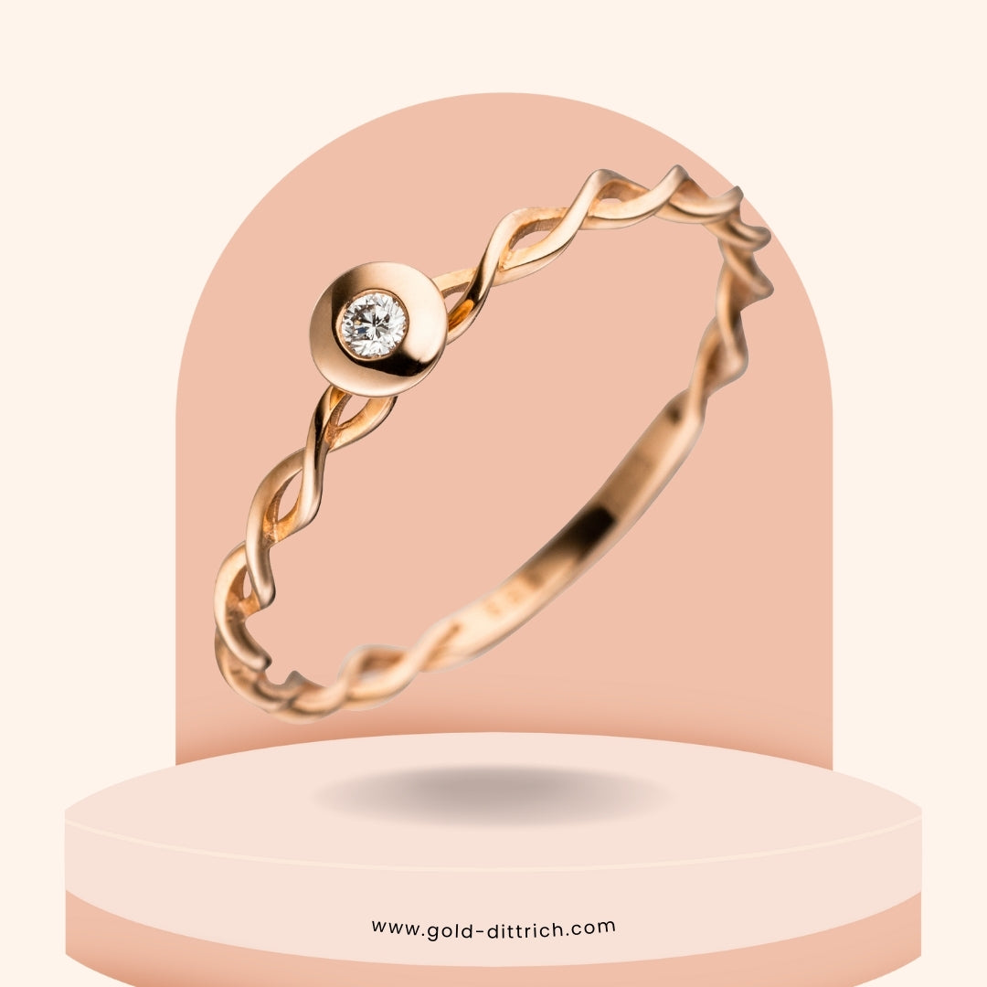 Damenring gedreht mit Brillant - 585 Rotgold - Gold Dittrich