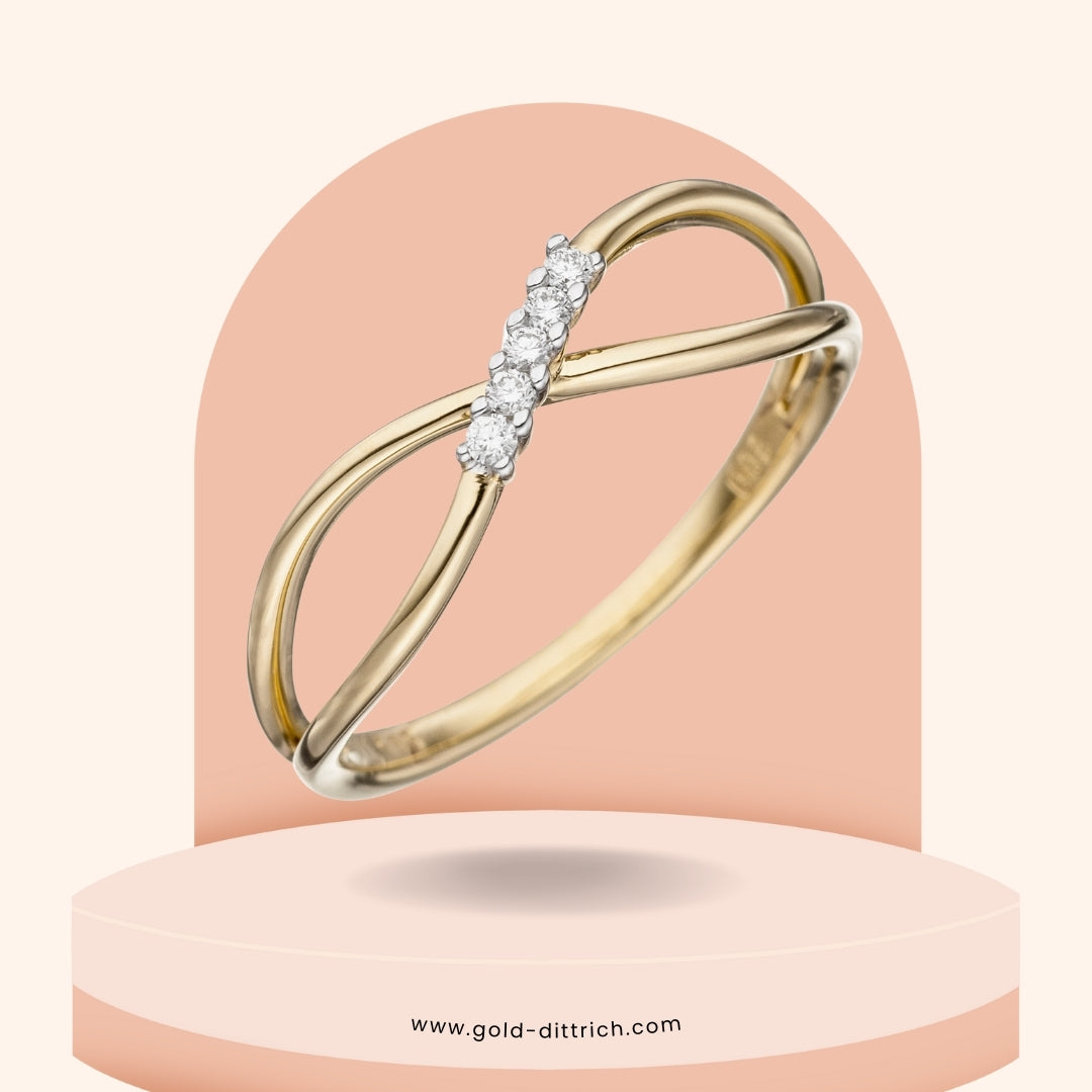 Damenring mit 5 Diamanten - 585 Gold - Gold Dittrich