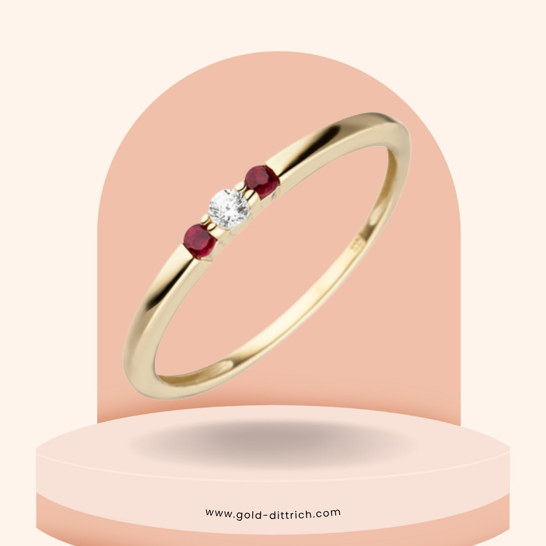 Damenring mit Rubine & Zirkonia - 333 Gold