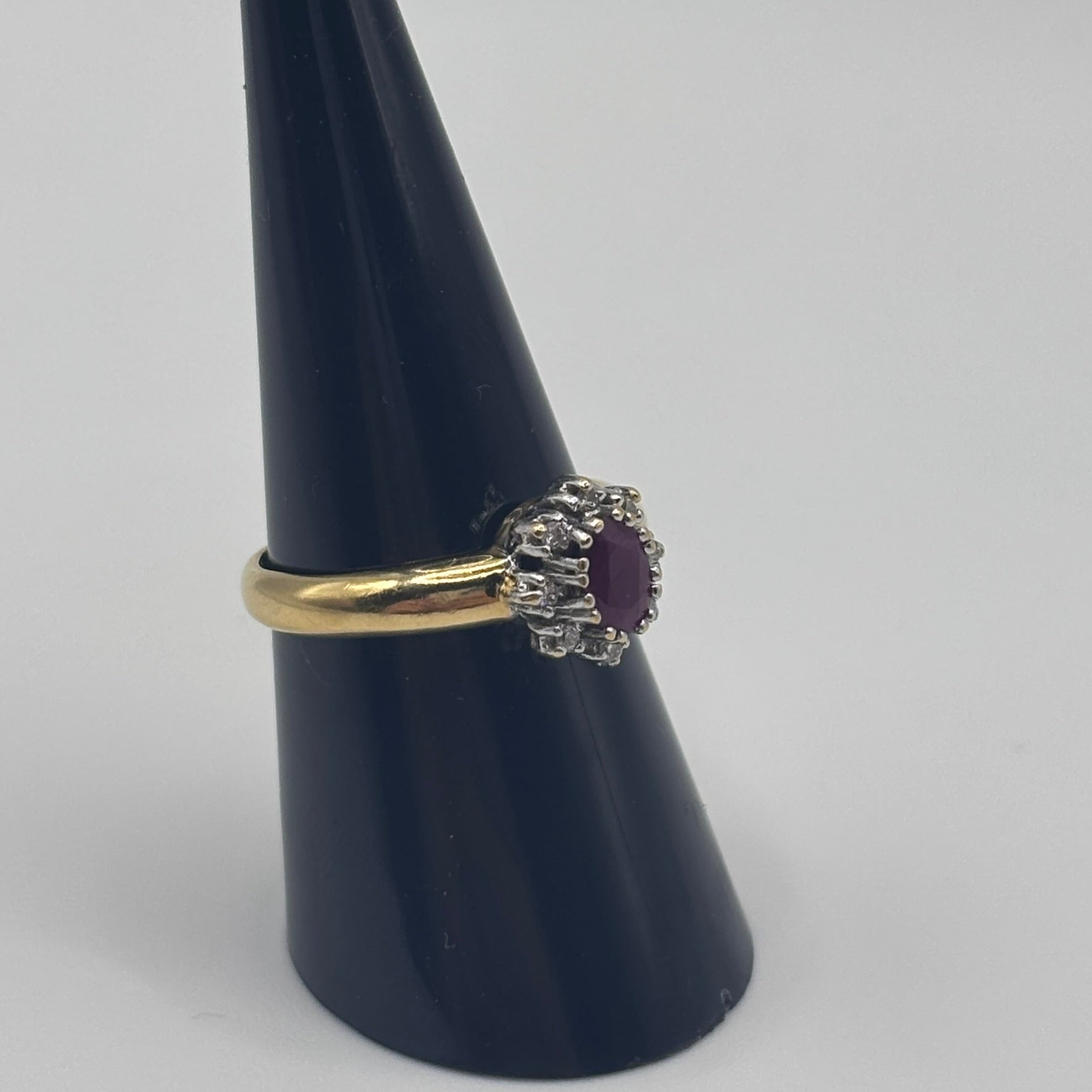 Verlobungsring mit Rubin und Brillant in 750/18K Gold Gr54