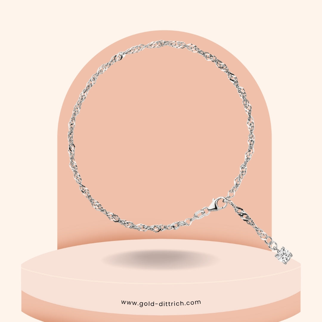 Fußkettchen mit Zirkonia – 925 Silber - Gold Dittrich