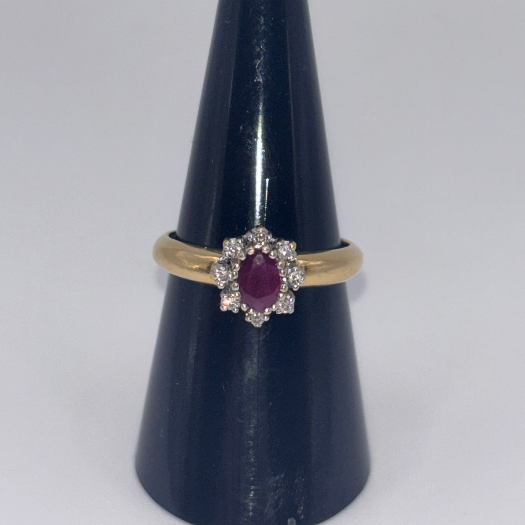 Verlobungsring mit Rubin und Brillant in 750/18K Gold Gr54