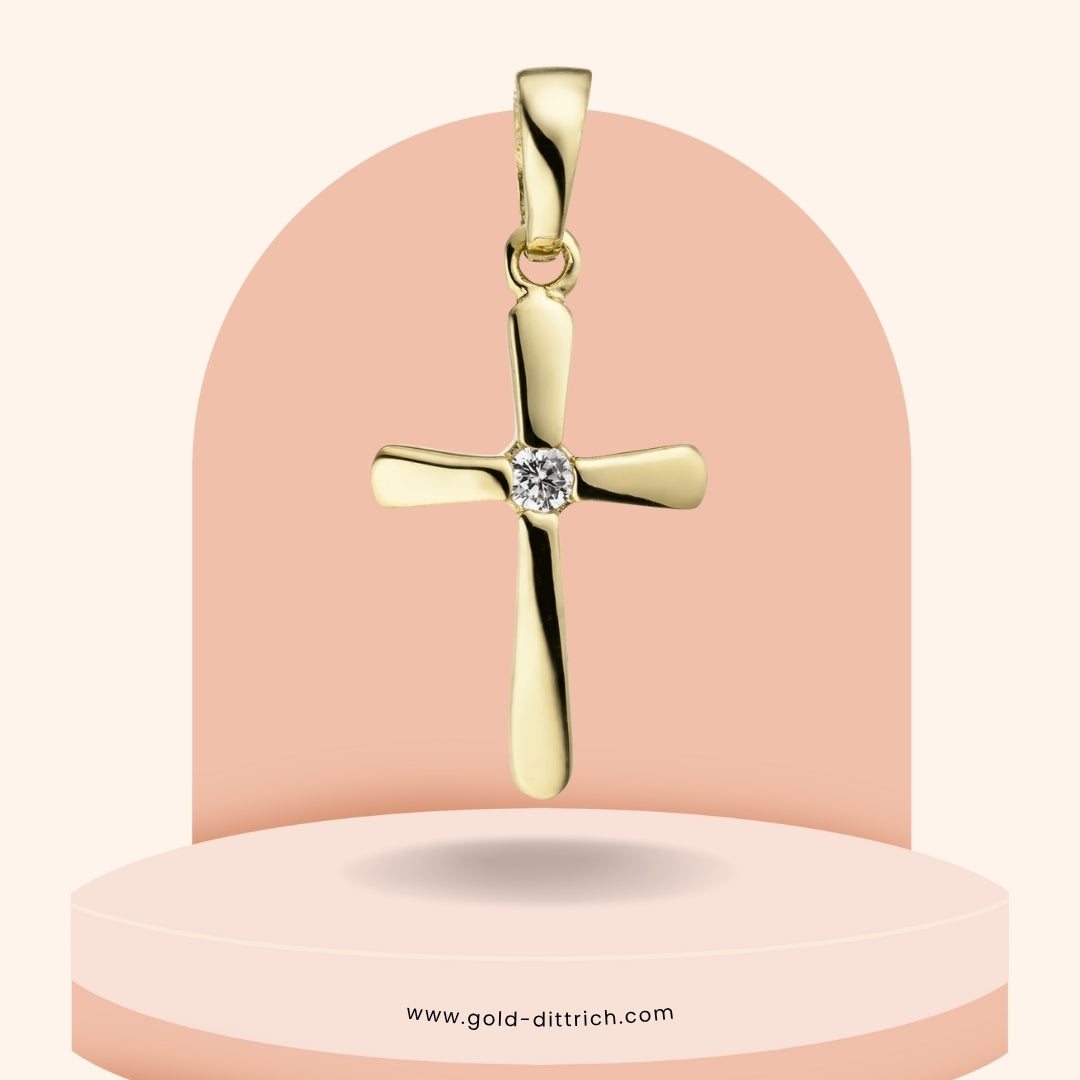 Kreuzanhänger Zirkonia – 375 Gold