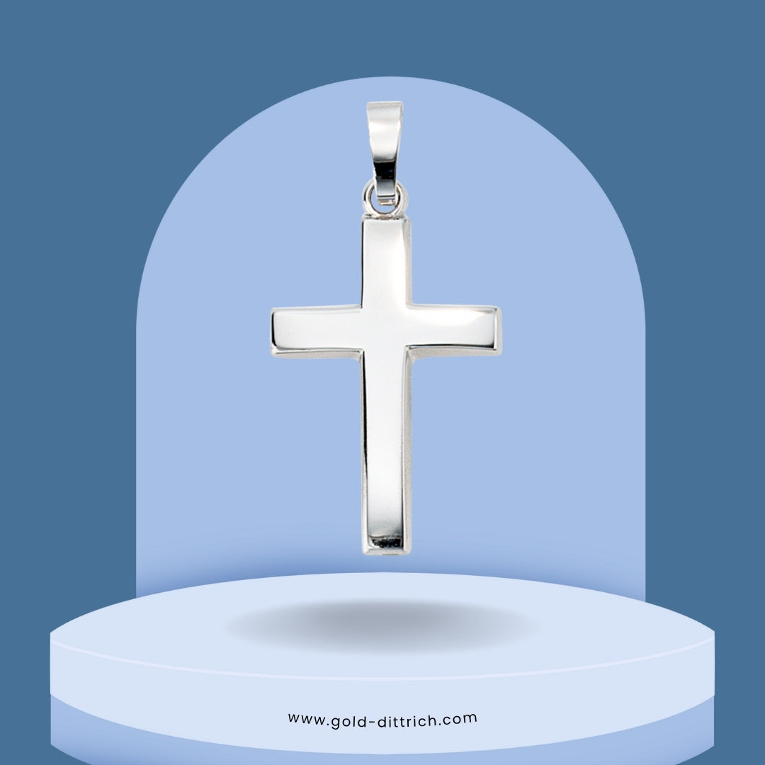 Kreuzanhänger schlicht – 585 Weißgold
