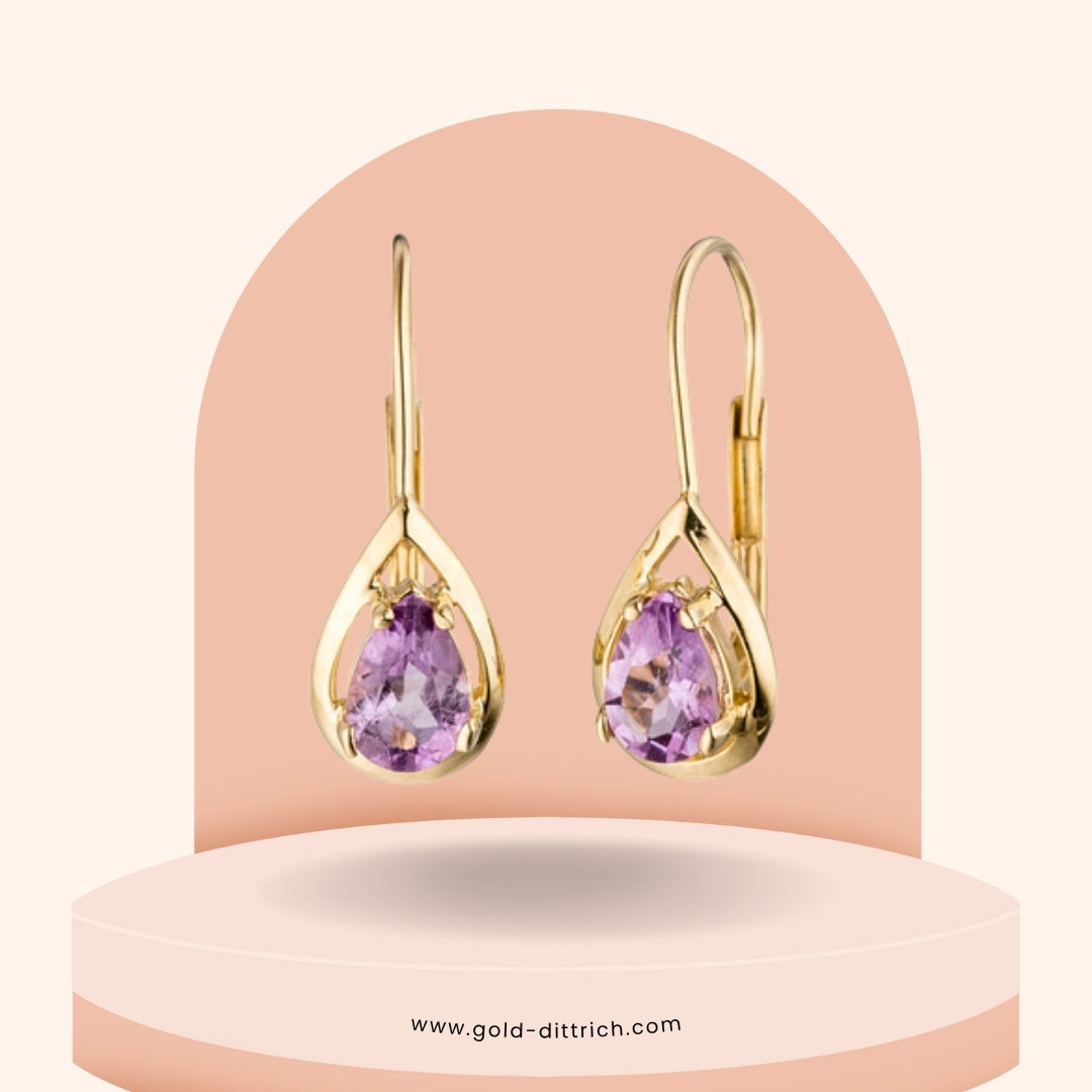 Ohrringe Boutons mit Amethyst - 333 Gold