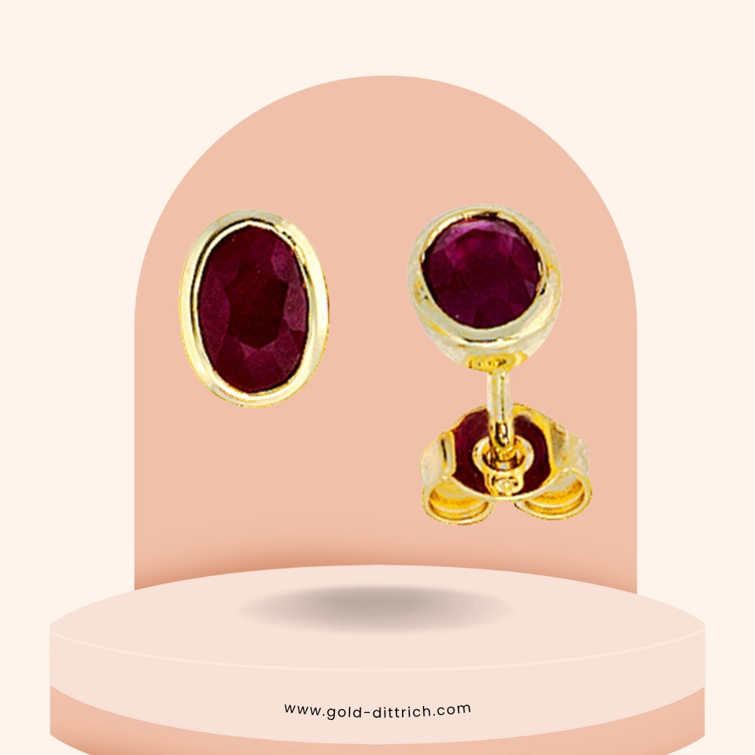 Ohrstecker Oval Rubin - 585 Gold