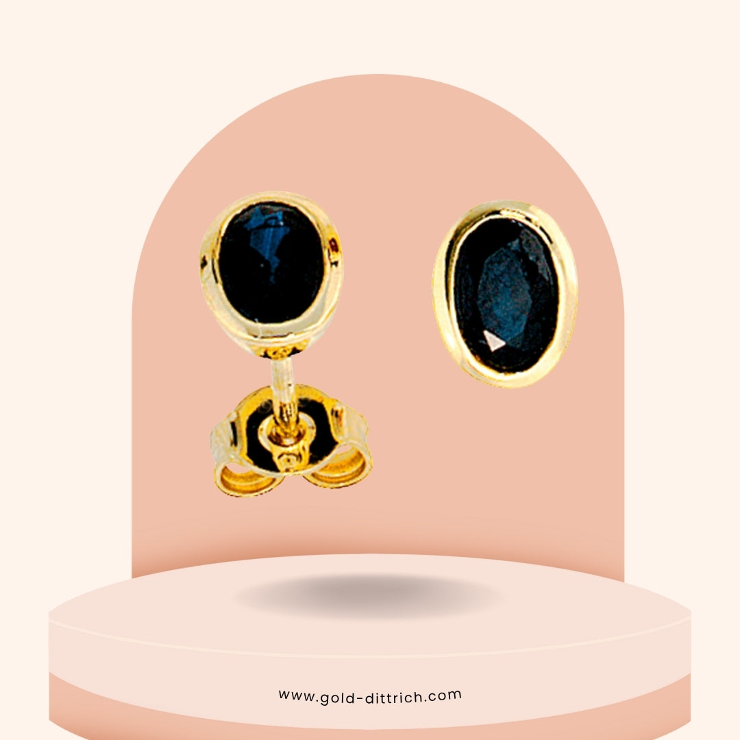 Ohrstecker Oval Saphir - 585 Gold