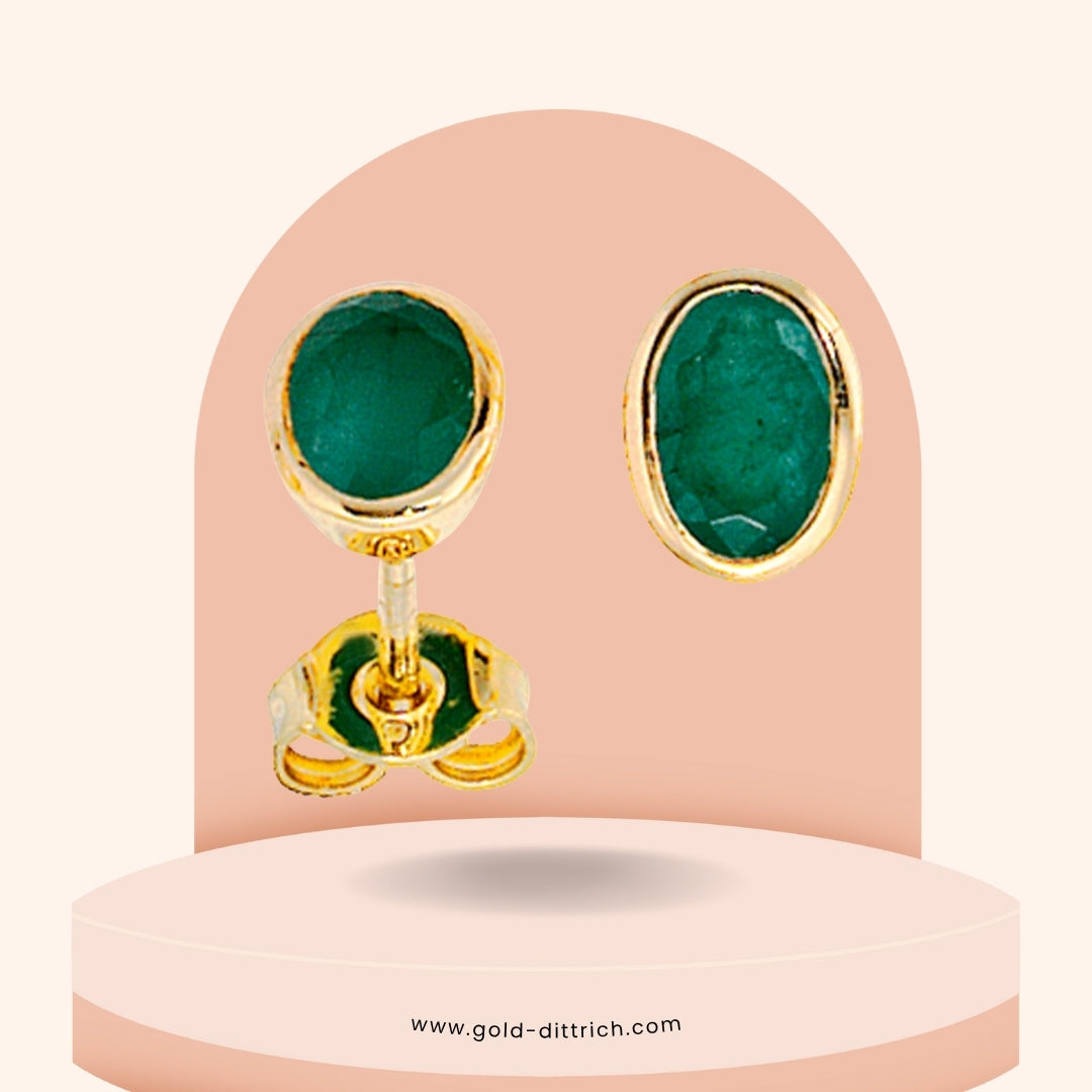 Ohrstecker Oval Smaragd - 585 Gold