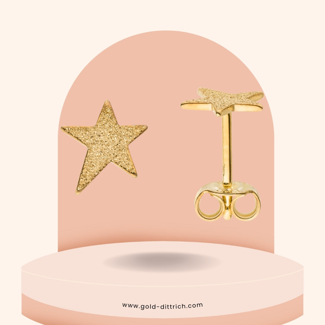 Ohrstecker Stern glitzernd - 375 Gold - Gold Dittrich