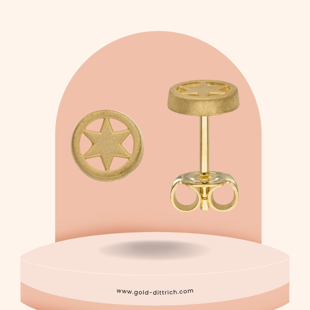 Ohrstecker Stern mattiert - 375 Gold