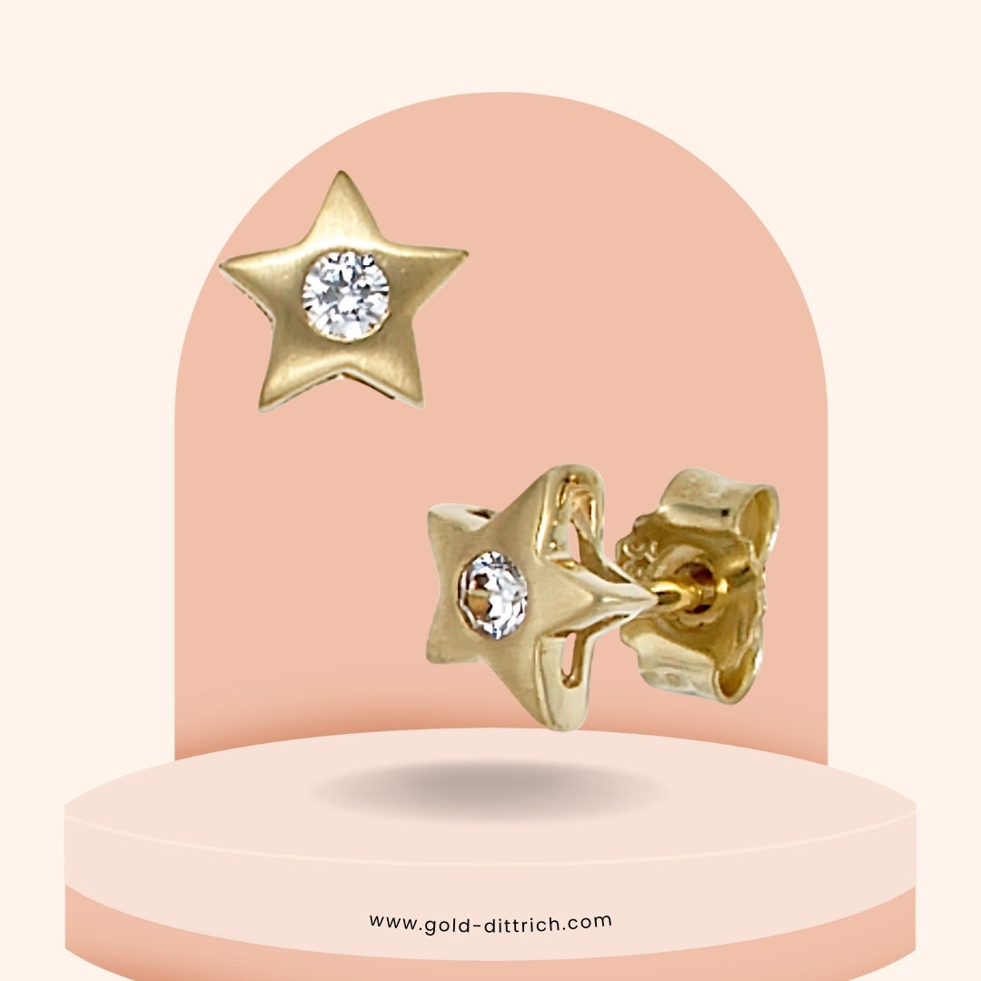 Ohrstecker Stern mit Zirkonia - 333 Gold - Gold Dittrich
