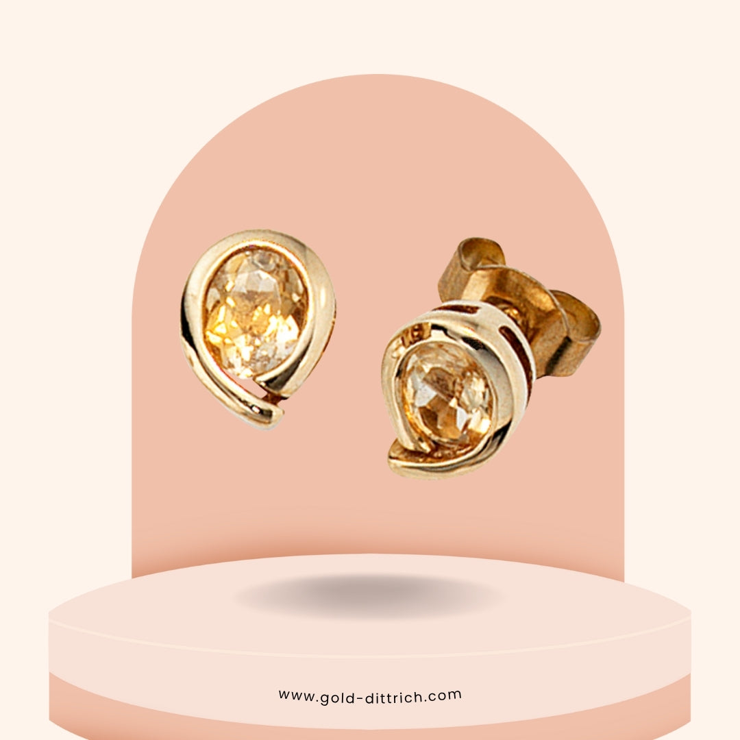 Ohrstecker Tropfen mit Citrin - 375 Gold