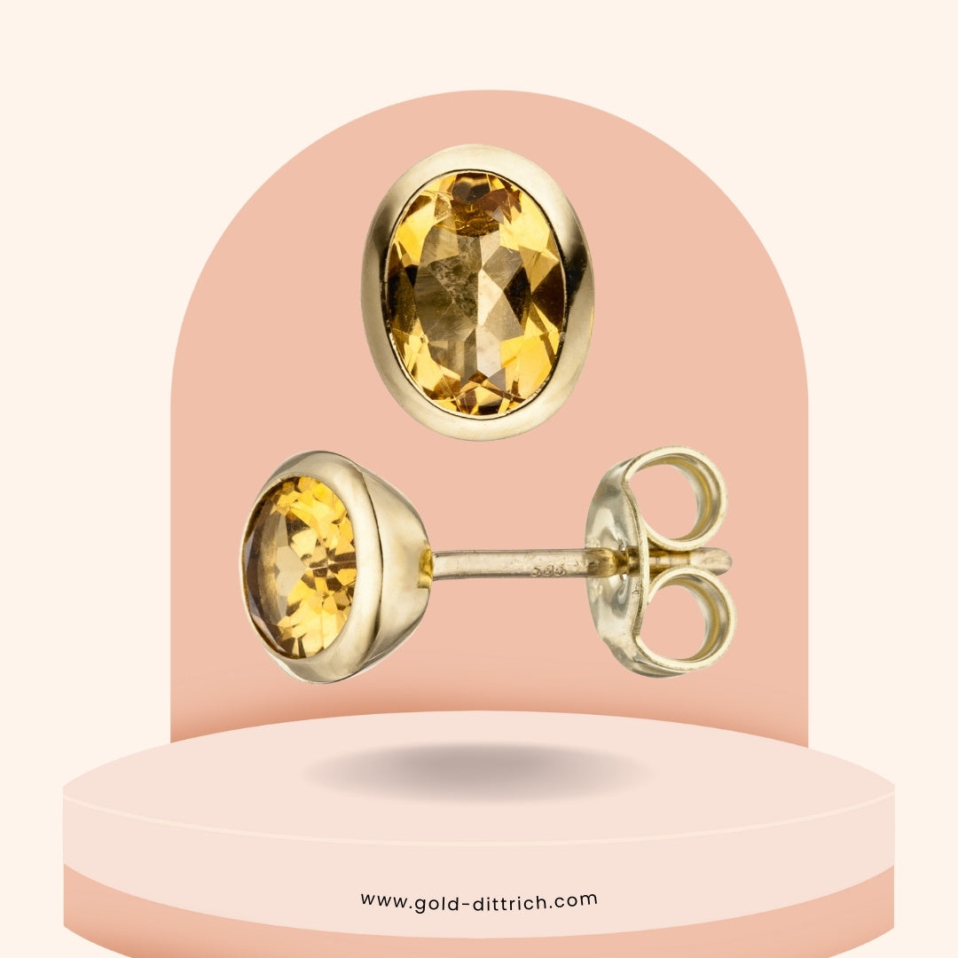 Ohrstecker mit Citrin - 585 Gold - Gold Dittrich