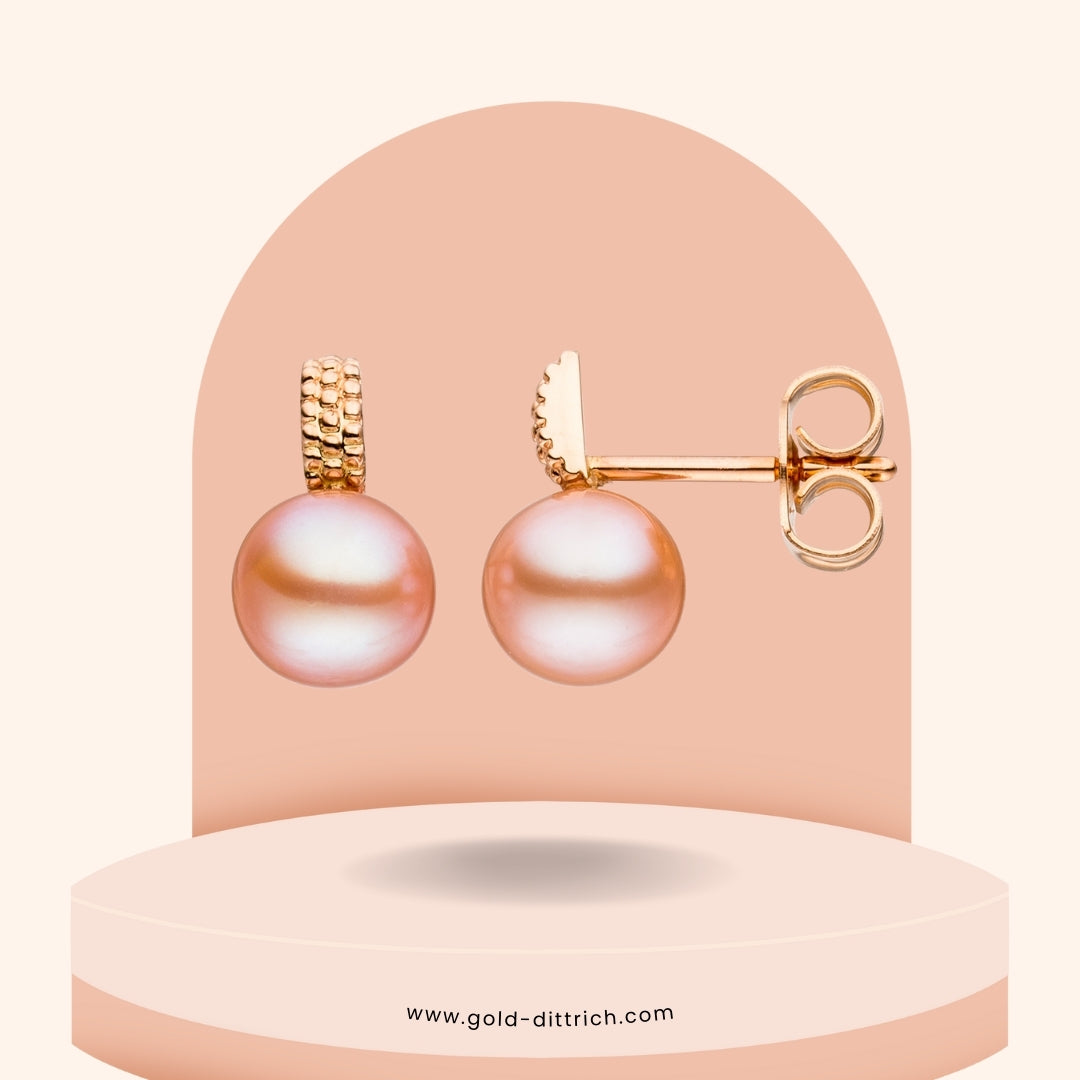 Ohrstecker mit rosa Süßwasserperlen - 585 Rotgold - Gold Dittrich