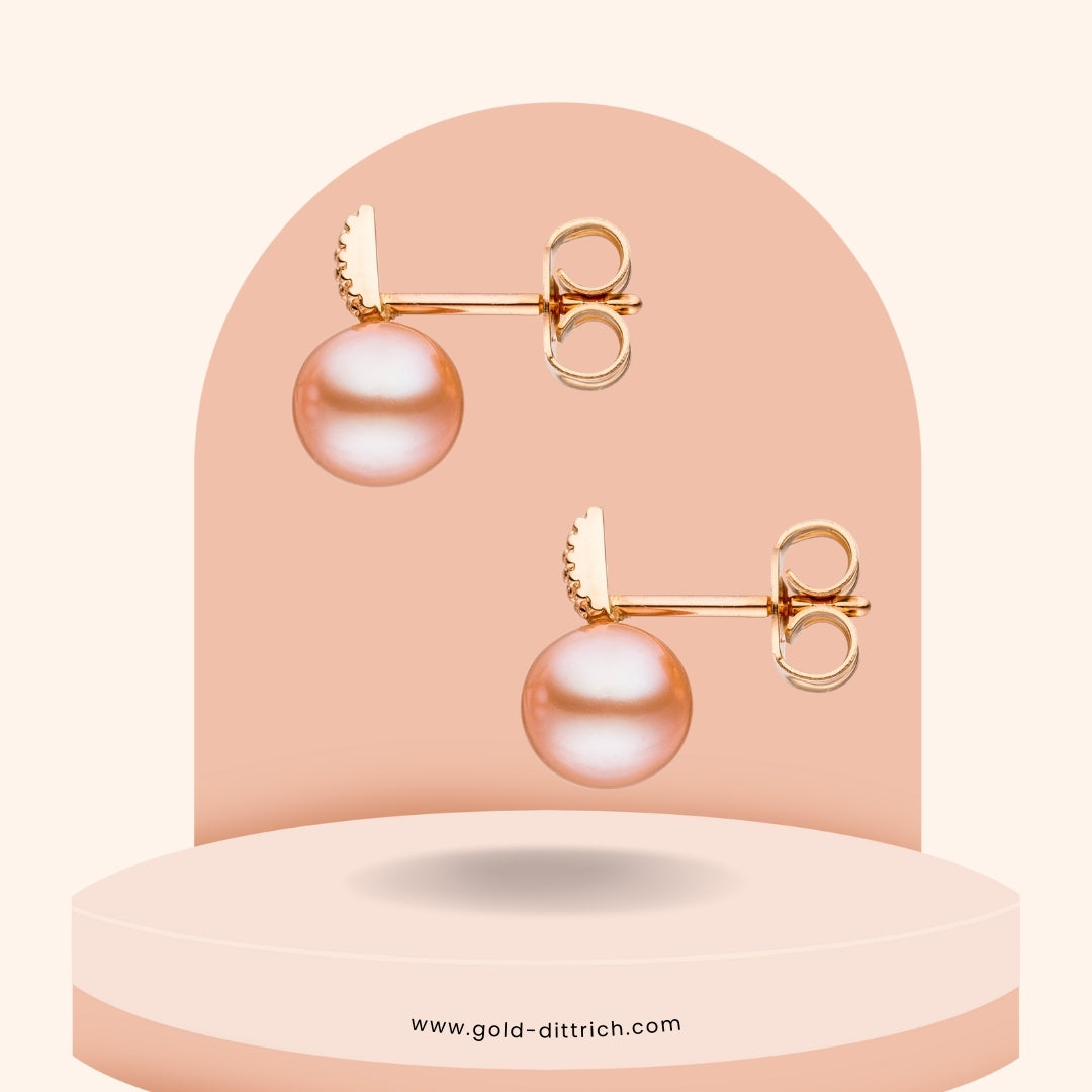 Ohrstecker mit rosa Süßwasserperlen - 585 Rotgold - Gold Dittrich