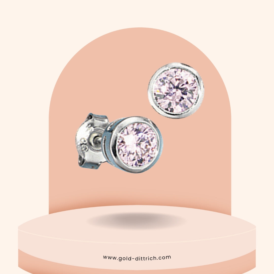 Ohrstecker mit rosa Zirkonia - 925 Silber