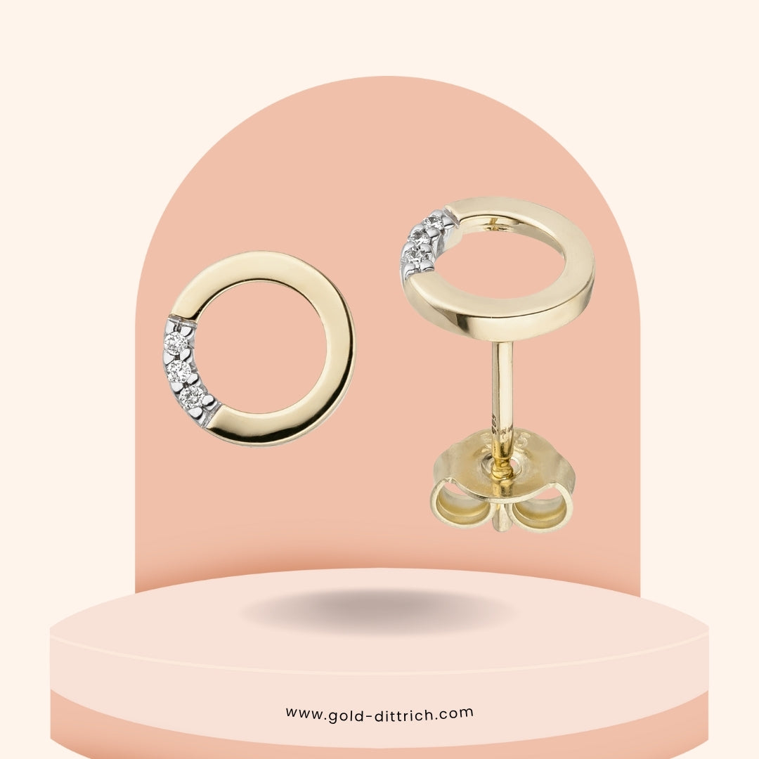 Ohrstecker rund mit 6 Brillanten - 585 Gold