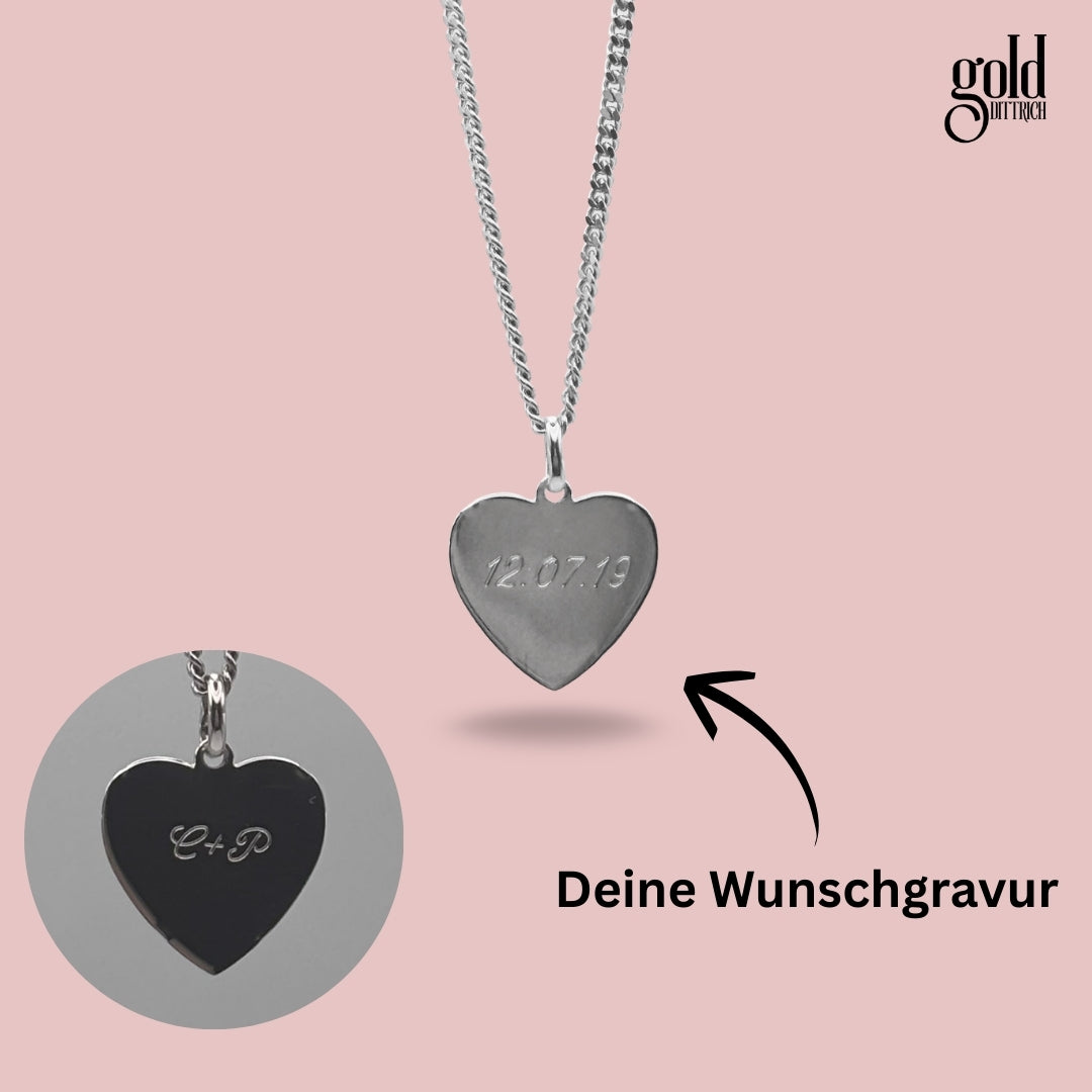Personalisierbare Gravur Kette Herz - 925 Silber