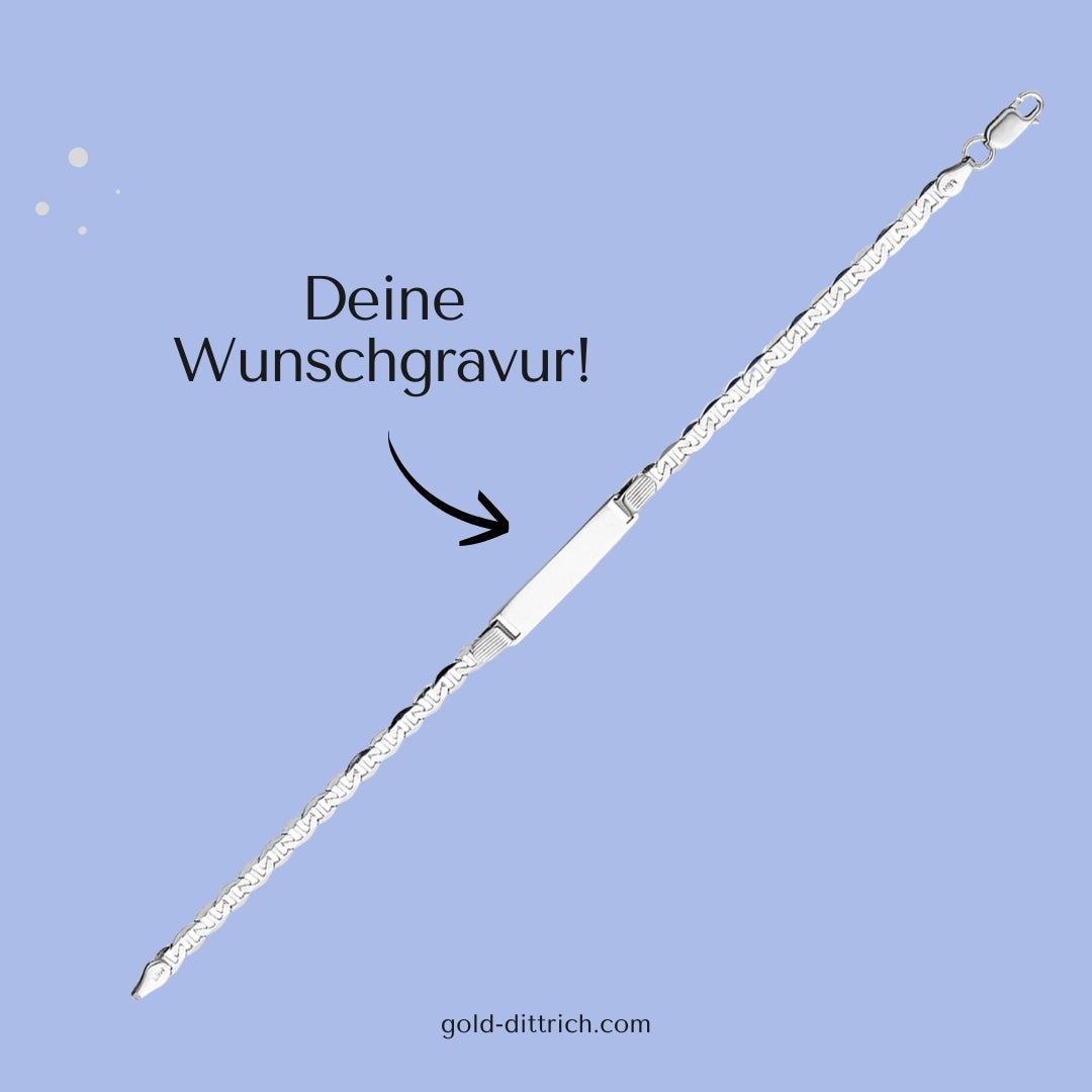 Personalisierbares Schildarmband Figaropanzer – 925 Silber