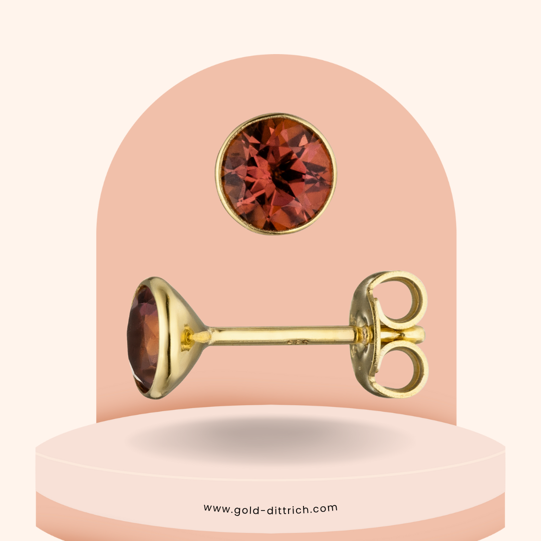 Runde Ohrstecker mit rosa Turmalin – 585 Gold