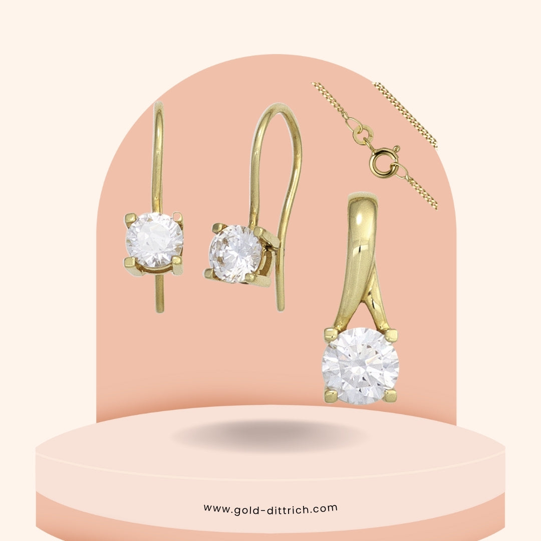 Schmuck-Set Zirkonia – 333 Gold
