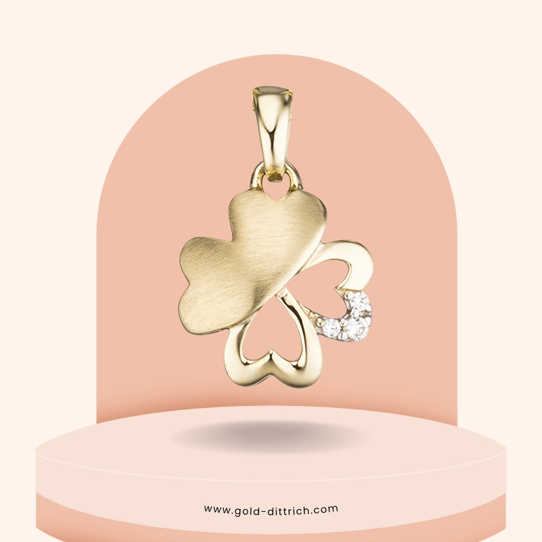 Schmuck-Set Kleeblatt Zirkonia – 333 Gold