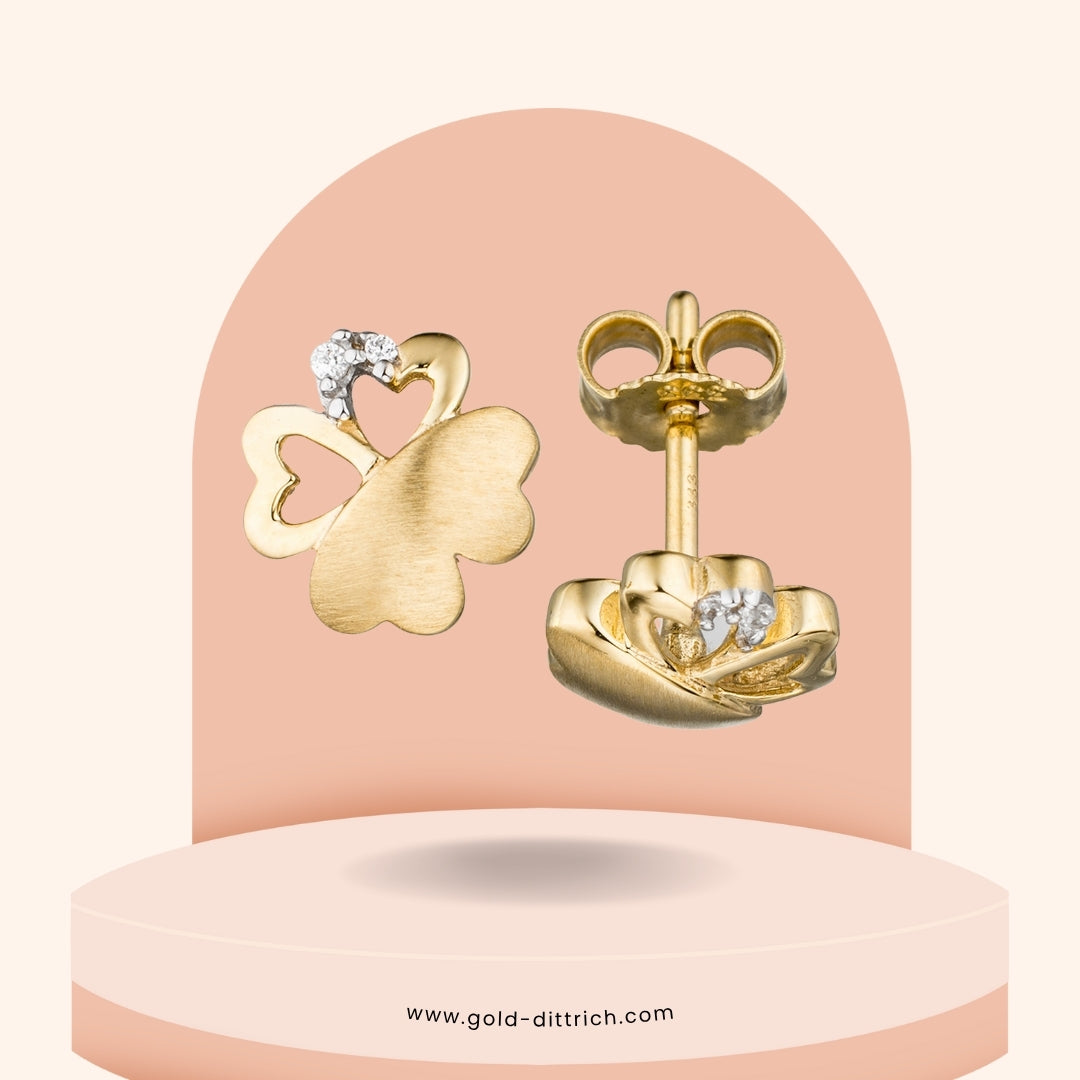 Schmuck-Set Kleeblatt Zirkonia – 333 Gold