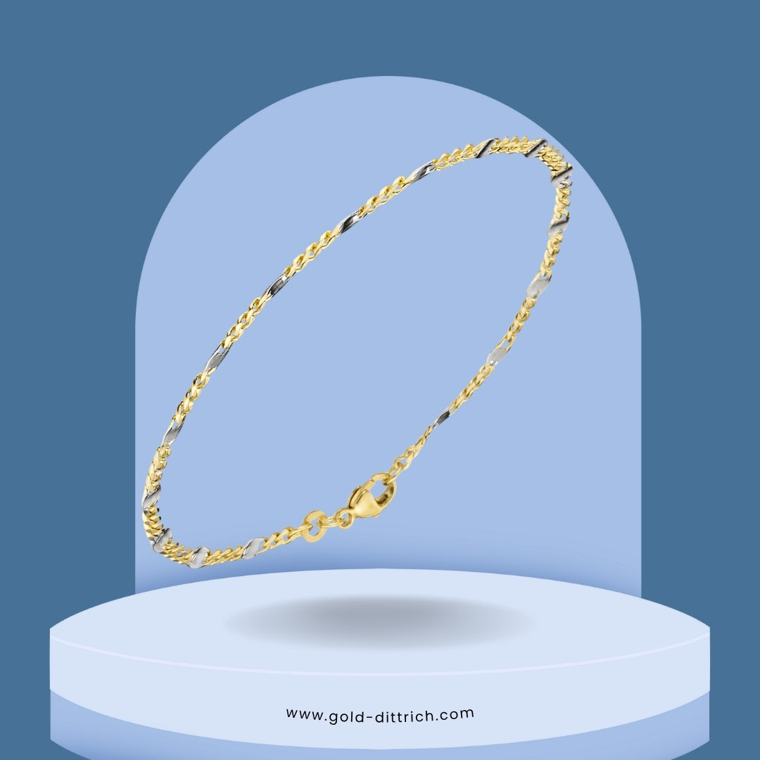 Stegpanzerarmband teilrhodiniert - 333 Gold