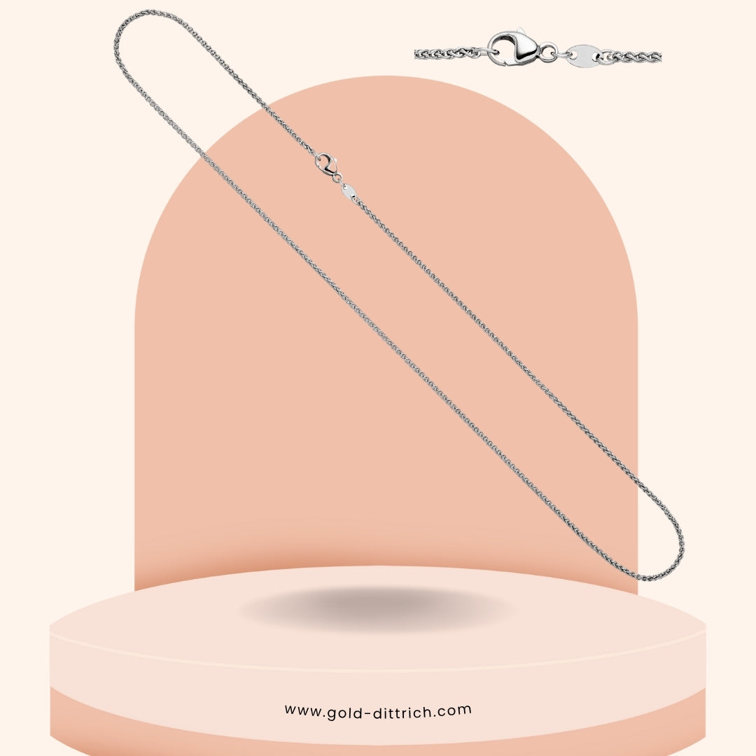 Zopfkette 1 mm - 333 Weißgold