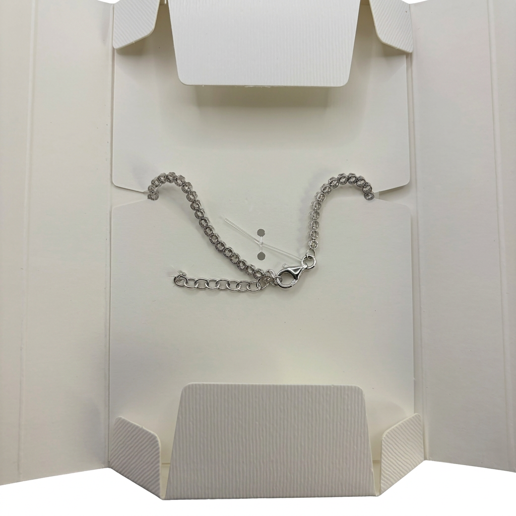 925-Silber Tennisarmband mit Zirkonia-Gliedern, Kettenverschluss und Anhänger