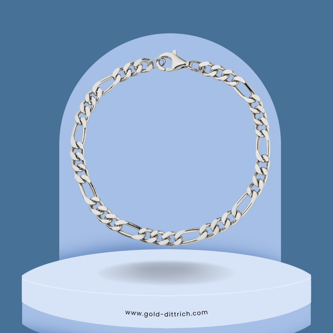 925 Silber Figaroarmband in runder Darstellung mit Karabinerverschluss – eleganter Herrenschmuck von Gold Dittrich.