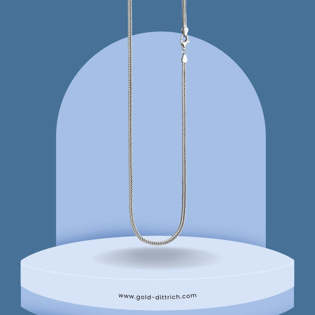 Feine Fuchsschwanzkette aus rhodiniertem 925 Silber mit gedrehter Struktur und Karabinerverschluss – eleganter Halsschmuck von Gold Dittrich
