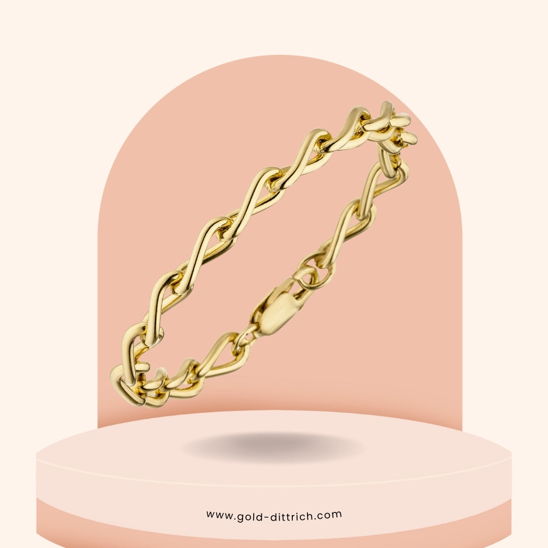 Vergoldetes Langpanzerarmband aus 925 Silber in seitlicher Ansicht – Gold Dittrich