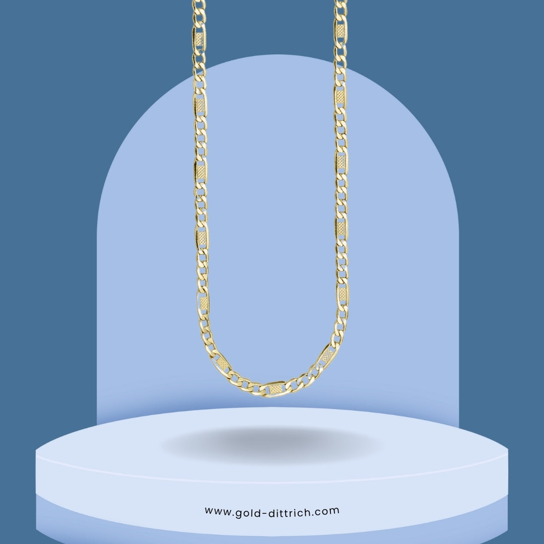 Panzer-Steg-Kette aus 333 Gelbgold in gerader Frontalansicht – eleganter Halsschmuck mit feiner Gliederung von Gold Dittrich
