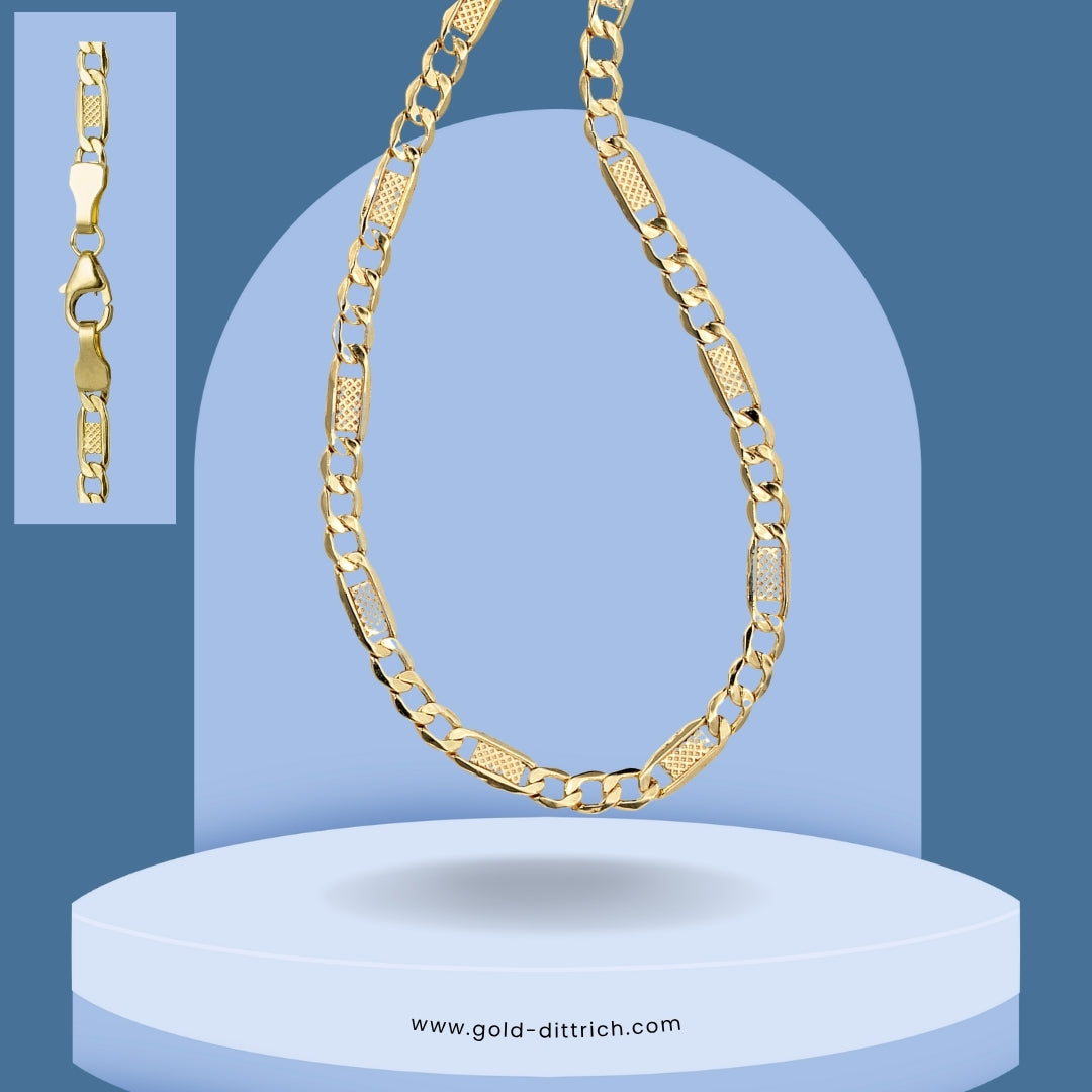 333 Gold Panzer-Steg-Kette mit strukturierter Oberfläche und Karabinerverschluss – stilvoller Gelbgoldschmuck von Gold Dittrich